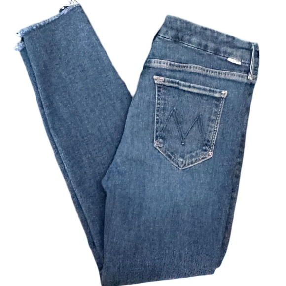 MOTHER The Looker Ankle Fray Skinny Mid Rise Jean Girl Crush Blue Wash Size 29 - Picture 7 of 14